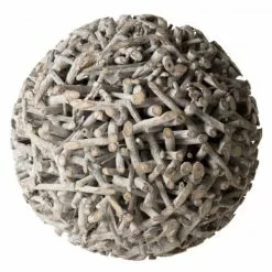 MACABANE Statuettes Et Figurines Boule Déco En Teck Branches Grise -Vases Soldes boule deco en teck branches grise 4