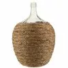 LANADECO Vases Bouteille Couverte Paille/verre Naturel H53cm