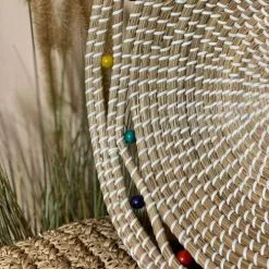 Pirouette Paris Statuettes Et Figurines Corbeille Ronde En Jonc De Mer Et Perles De Bois D37 -Vases Soldes corbeille ronde en jonc de mer et perles de bois d37 4