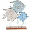 Wadiga Statuettes Et Figurines Décoration à Poser Métal Bord De Mer 3 Poissons - 22x8.5x31cm