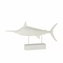 LANADECO Statuettes Et Figurines Espadon Sur Pied Résine Blanc H37,5cm