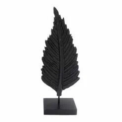 Sensei Maison Statuettes Et Figurines Feuille Décorative En Bois De Manguier Noir 21x9x50 Cm
