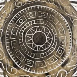 MOYCOR Statuettes Et Figurines Figure Soleil Sculpé Avec Pied En Bois Marron -Vases Soldes figure soleil sculpe avec pied en bois marron 4