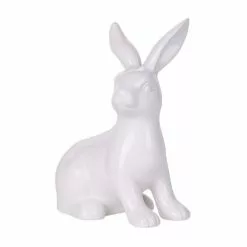 Beliani Statuettes Et Figurines Figurine Décorative Lapin En Céramique Blanc 21 Cm -Vases Soldes figurine decorative lapin en ceramique blanc 21 cm 2