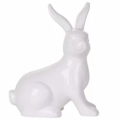 Beliani Statuettes Et Figurines Figurine Décorative Lapin En Céramique Blanc 21 Cm