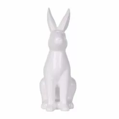 Beliani Statuettes Et Figurines Figurine Décorative Lapin En Céramique Blanc 26 Cm -Vases Soldes figurine decorative lapin en ceramique blanc 26 cm 2