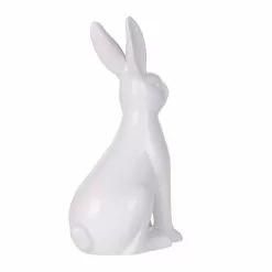 Beliani Statuettes Et Figurines Figurine Décorative Lapin En Céramique Blanc 26 Cm -Vases Soldes figurine decorative lapin en ceramique blanc 26 cm 3