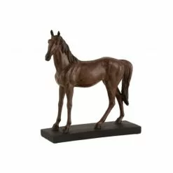LANADECO Statuettes Et Figurines Grand Cheval En Résine Marron H37,5cm
