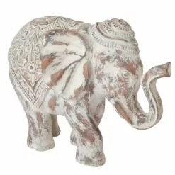 ITEM International Statuettes Et Figurines Grande Statuette éléphant Blanc Patiné L30cm