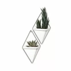 Umbra Lot De 2 Vases Muraux Trigg Céramique Chromé -Vases Soldes lot de 2 vases muraux trigg ceramique chrome 5