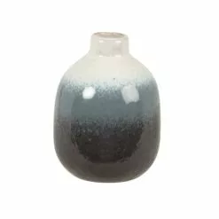 Maisons Du Monde Vases Mini Vase En Grès Bleu Et écru H11 - Lot De 2