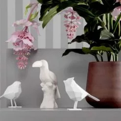 Pt Living Statuettes Et Figurines Oiseau En Résine Mat Origami 17cm Blanc -Vases Soldes oiseau en resine mat origami 17cm blanc 1