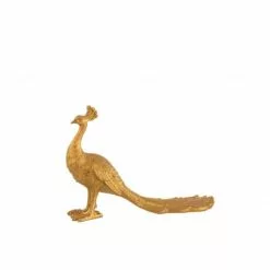 LANADECO Statuettes Et Figurines Paon En Résine Dorée