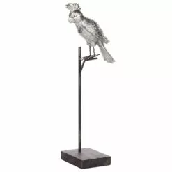 Beliani Statuettes Et Figurines Perroquet Décoratif Noir Et Argenté