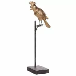 Beliani Statuettes Et Figurines Perroquet Décoratif Noir Et Doré