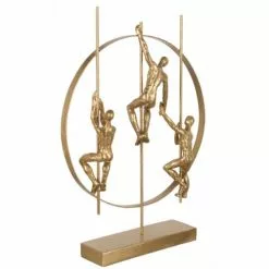 LANADECO Statuettes Et Figurines Personnage Grimpant Et Cercle Résine Or H43,3cm