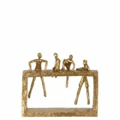 LANADECO Statuettes Et Figurines Personnage Grimpant Résine Or H24,4cm