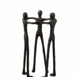 LANADECO Statuettes Et Figurines Personnages Cercle Aluminium Noir H36cm