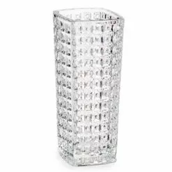 Wadiga Vases Petit Vase Carré En Verre Transparent Points - 6.4x6.4x15cm
