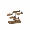 LANADECO Statuettes Et Figurines Poissons Sur Pied Bois Flotté/métal Naturel H22cm -Vases Soldes poissons sur pied bois flotte metal naturel h22cm