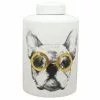 Now’s Home Vases Pot En Céramique Ave Couvercle Blanc Motif Chien -Vases Soldes pot en ceramique ave couvercle blanc motif chien