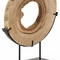 Thai Natura Statuettes Et Figurines Sculpture En Bois Clair Et Métal Noir