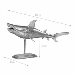 WOMO-DESIGN Statuettes Et Figurines Sculpture Requin Aluminium 106 X 36 X 61 Cm Argenté -Vases Soldes sculpture requin aluminium 106 x 36 x 61 cm argente 2