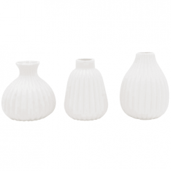 Wadiga Set De 3 Petits Vases En Porcelaine Blanche