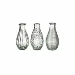 Wadiga Set De 3 Vases En Verre - 6.8x6.8x14cm