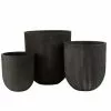 LANADECO Set De 3 Vases Ronds Céramique Hauts Noirs -Vases Soldes set de 3 vases ronds ceramique hauts noirs