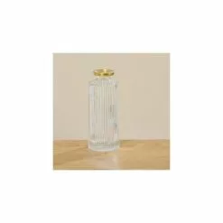 Wadiga Set De 3 Vases Verre Transparent Et Doré H13cm -Vases Soldes set de 3 vases verre transparent et dore h13cm 3