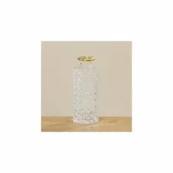 Wadiga Set De 3 Vases Verre Transparent Et Doré H13cm -Vases Soldes set de 3 vases verre transparent et dore h13cm 4