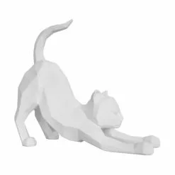 Present Time Statuettes Et Figurines Statue Origami Blanche Chat étiré H26,2cm