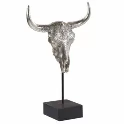 Beliani Statuettes Et Figurines Statuette Décorative Crâne De Buffle Argenté
