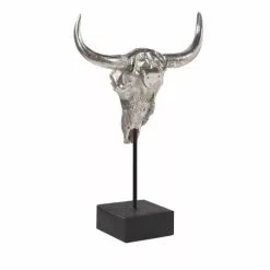 Beliani Statuettes Et Figurines Statuette Décorative Crâne De Buffle Argenté -Vases Soldes statuette decorative crane de buffle argente 3