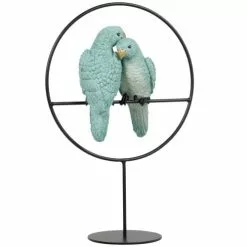 Maisons Du Monde Statuettes Et Figurines Statuette En Métal Noir Et Oiseaux Bleus H29