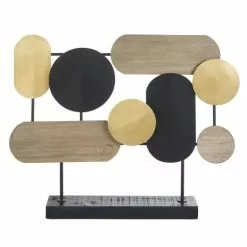 Maisons Du Monde Statuettes Et Figurines Statuette Géométrique En Métal Noir, Doré Et Beige H45