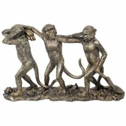 Signes Grimalt Statuettes Et Figurines Statuette Les Trois Petits Singes Aspect Bronze L41cm