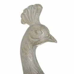 Ixia Statuettes Et Figurines Statuette Paon De Décoration Blanc Patiné Or Et Argent -Vases Soldes statuette paon de decoration blanc patine or et argent 2