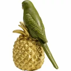 Kare Design Statuettes Et Figurines Statuette Perroquet Vert Sur Ananas Doré En Polyrésine -Vases Soldes statuette perroquet vert sur ananas dore en polyresine 3
