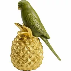 Kare Design Statuettes Et Figurines Statuette Perroquet Vert Sur Ananas Doré En Polyrésine -Vases Soldes statuette perroquet vert sur ananas dore en polyresine 4