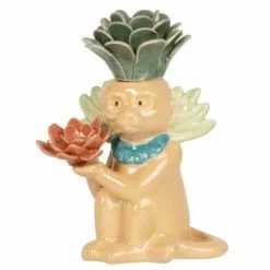 Maisons Du Monde Statuettes Et Figurines Statuette Singe En Porcelaine Verte, Beige, Bleue Et Rose H15