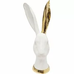 Kare Design Statuettes Et Figurines Statuette TĂȘte De Lapin En PolyrĂ©sine Blanche Et DorĂ©e