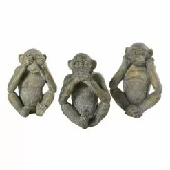 Maisons Du Monde Statuettes Et Figurines Statuettes Singes Taupe Et Doré H26 (x3)