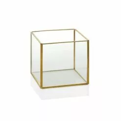 Wadiga Vases Terrarium Carré En Laiton Et Verre 12x12x12cm