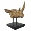 MOYCOR Statuettes Et Figurines Tête De Rhinocéros En Bois Blanchies -Vases Soldes tete de rhinoceros en bois blanchies