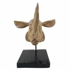 MOYCOR Statuettes Et Figurines Tête De Rhinocéros En Bois Blanchies -Vases Soldes tete de rhinoceros en bois blanchies 4