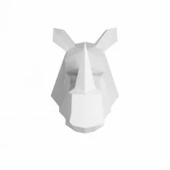 Potiron Paris Statuettes Et Figurines Trophée Décoratif Mural Rhinocéros Blanc En Polyrésine