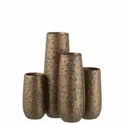 LANADECO Vases Vase 4 Parties Rond En Céramique Cuivre