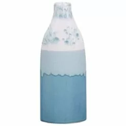 Beliani Vases Vase à Fleurs Blanc Et Bleu 35 Cm